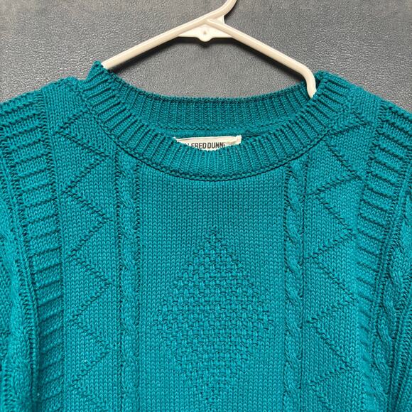 Vintage Alfred Dunner Fisherman Sweater Cable Knit Made in USA Fair Isle Design - Picture 4 of 9